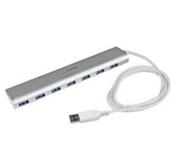 StarTech.com 7-Port USB Hub, USB A to 7x USB-A Ports, USB 5Gbps, Rugged Design, Bus or Self-Powered, Portable Laptop USB 3.0 Hub Expansion with Power Supply
