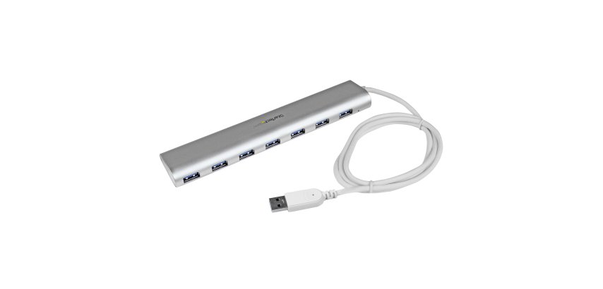StarTech.com 7-Port USB Hub, USB A to 7x USB-A Ports, USB 5Gbps, Rugged Design, Bus or Self-Powered, Portable Laptop USB 3.0 Hub Expansion with Power Supply