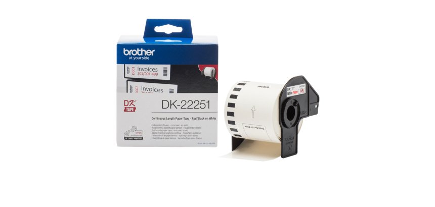 Brother DK-22251 label-making tape Black and red on white