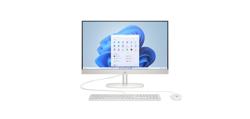 HP All-in-One 24-cr0090nf PC AMD Ryzen™ 5 7520U 60,5 cm (23.8") 1920 x 1080 pixels 16 Go LPDDR5-SDRAM 512 Go SSD Windows 11 Home Wi-Fi 6 (802.11ax) Blanc