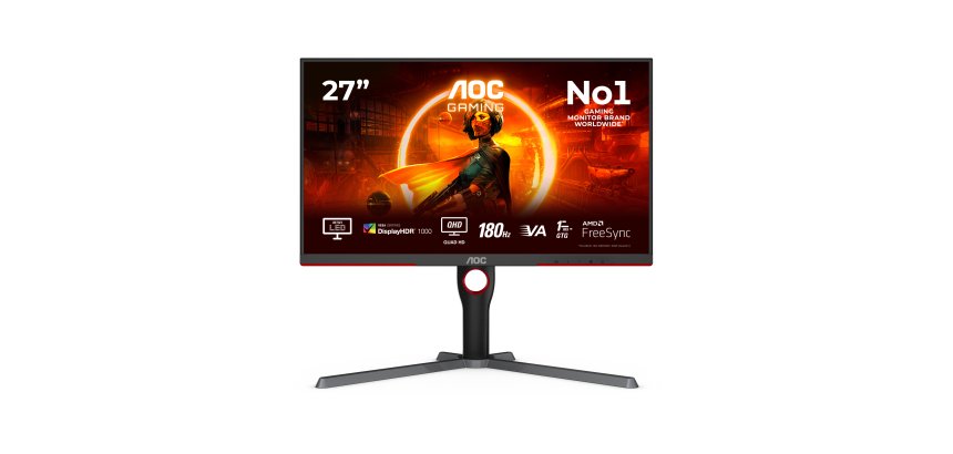 AOC G3 Q27G3XMN/BK pantalla para PC 68,6 cm (27") 2560 x 1440 Pixeles 2K Ultra HD LED Negro, Rojo