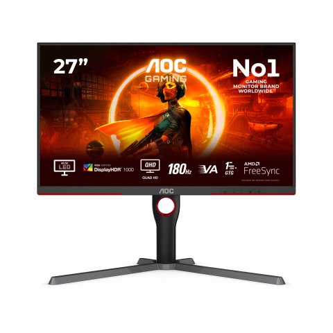 AOC G3 Q27G3XMN/BK pantalla para PC 68,6 cm (27") 2560 x 1440 Pixeles 2K Ultra HD LED Negro, Rojo