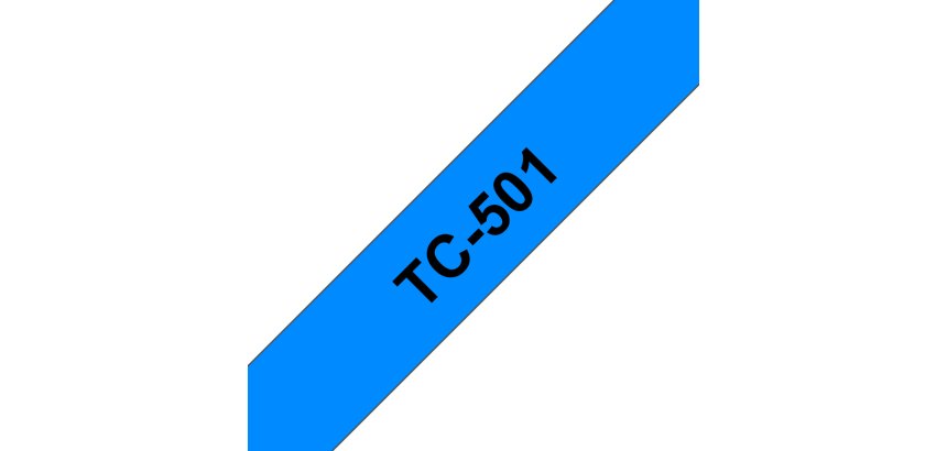 Brother TC-501 Casete de cinta laminada original Negro sobre azul, 6 mm x 7,7m
