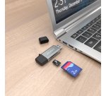 AISENS Lector De Tarjetas SD, Micro SD, MMC, Rs-MMC, MMC Micro, USB-A y USB-C, Gris