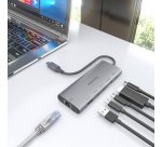 AISENS USB-C Dock 6 en 1, USB-C a 1xHDMI, 1xRJ45, 1xUSB-A 10G, 2xUSB-C 10G, 1xUSB-C PD, Gris, 20cm