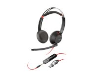 HP Poly Cuffie monoaurali Poly Blackwire 5210 con connettore USB-C + spina da 3,5 mm + adattatore USB-C/A