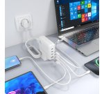AISENS Cargador Sobremesa GaN 140W, 3x USB-C PD3.1 QC4.0 QC5.0, 1x USB-A QC3.0, Blanco