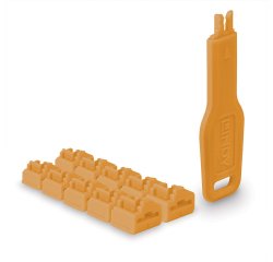 Lindy Verrous de ports RJ45, 10 pièces avec clé, Orange