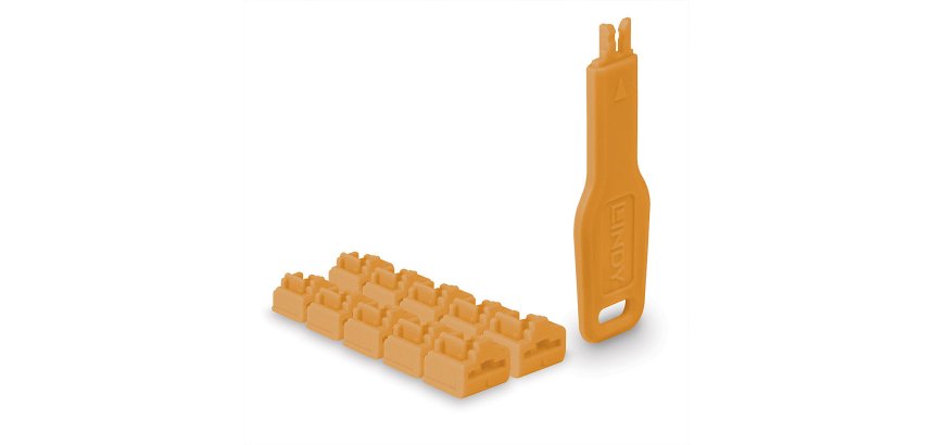 Lindy Verrous de ports RJ45, 10 pièces avec clé, Orange