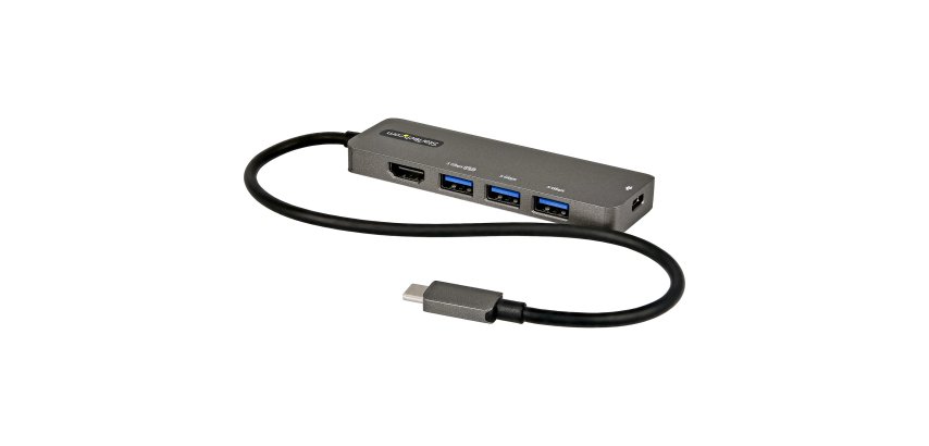 StarTech.com Adaptador Multipuertos USB-C - Docking Station USB Tipo C a HDMI 2.0b 4K de 60Hz (HDR10) - PD de 100W de Paso - Hub USB 3.0 de 4 Puertos - Replicador USBC - con Cable de 30cm