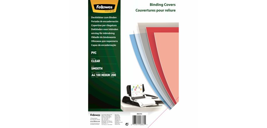 Copertine Clear - A4 - 200 micron - PVC - neutro trasparente - Fellowes - scatola 100 pezzi