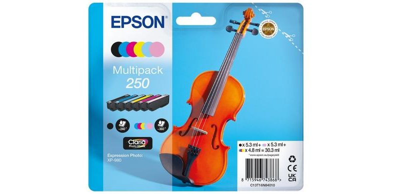 Epson 250 Violin Claria Photo HD ink cartridge 6 piece(s) Original Black, Cyan, Light Cyan, Light Magenta, Magenta, White
