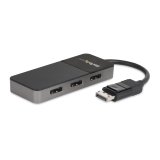 Adaptador de 3 Puertos Multimonitor - Divisor Splitter de Vídeo DisplayPort 1.4 a 3 Salidas DisplayPort 