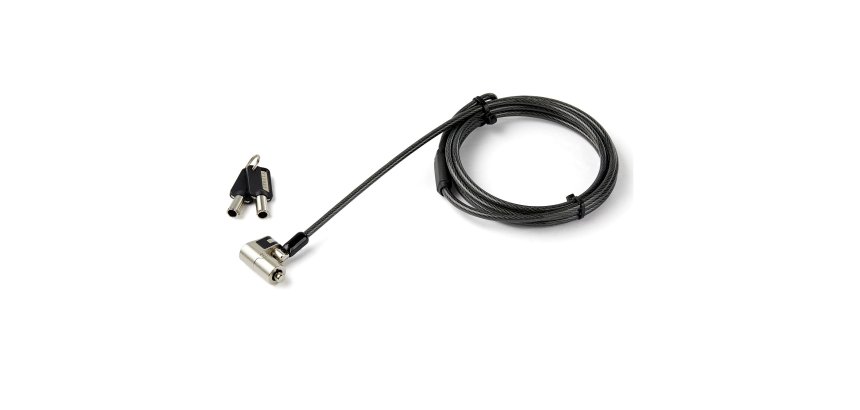 StarTech.com 6.6ft (2m) 3-in-1 Universal Laptop Cable Lock - Keyed Laptop/Desktop Security Cable Lock Compatible w/ K-Slot, Nano & Wedge Slot Computer - Anti-Theft Steel Cable Lock with Keys - TAA