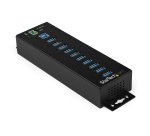 StarTech.com 10-Port USB 3.0 Hub with Power Adapter - Metal Industrial USB-A Hub with ESD & 350W Surge Protection - Din/Wall/Desk Mountable - High Speed USB 3.2 Gen 1 (5Gbps) Hub - TAA