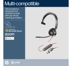 HP Poly Blackwire 3310 Monaural Microsoft Teams Certified USB-C Headset +USB-C/A Adapter
