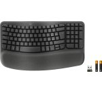Logitech Wave Keys for Business, tastiera wireless ergonomica con supporto per i polsi imbottito, tecnologia Secure Logi Bolt, Bluetooth, compatibile con Windows/Mac/Chrome/Linux - Grafite