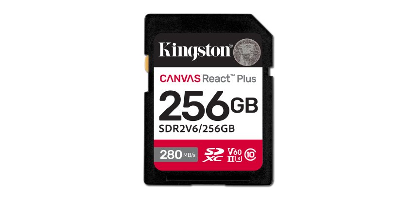 Kingston Technology 256GB Canvas React Plus SDXC UHS-II 280R/150W U3 V60 for Full HD/4K