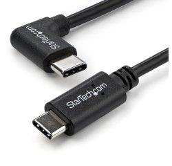 StarTech.com 1m USB-C Laadkabel, Haakse Charge & Sync Type C Laptop Laadkabel, 60W (3A) PD, USB 2.0 - Zwarte USB-C Oplaadkabel
