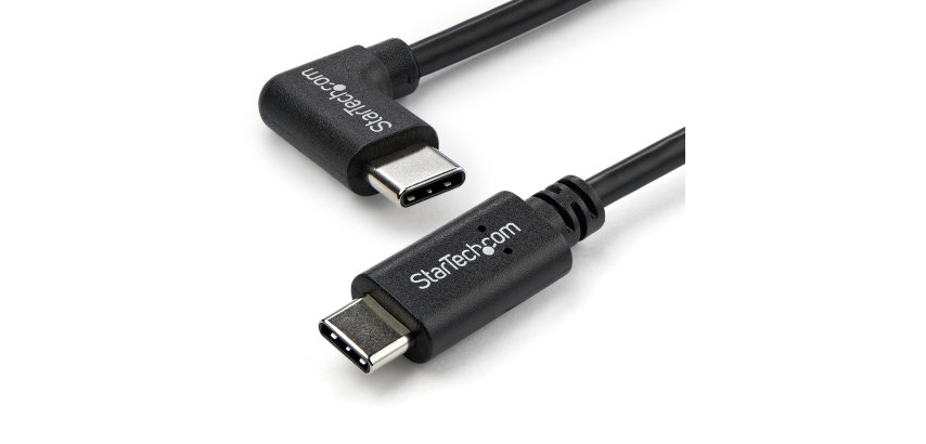 StarTech.com 1m USB-C Laadkabel, Haakse Charge & Sync Type C Laptop Laadkabel, 60W (3A) PD, USB 2.0 - Zwarte USB-C Oplaadkabel