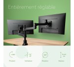 R-Go Tools Bras d'écran R-Go Zepher, bras réglable pour moniteur double, 100% circulaire, capacité de charge jusqu'à 8 kg, noir