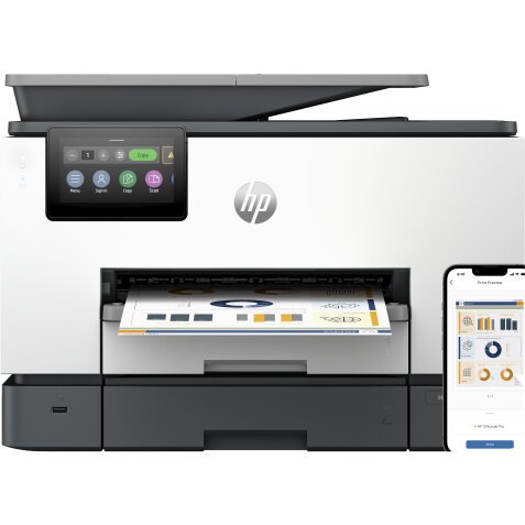 HP OfficeJet Pro 9130b All-in-One printer, Kleur, Printer voor Kleine en middelgrote ondernemingen, Printen, kopiëren, scannen, faxen, Draadloos; Printen vanaf telefoon of tablet; Automatische documentinvoer; Dubbelzijdig printen; Dubbelzijdig scannen; Sc