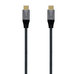 AISENS Cable USB 2.0 Aluminio 5A 100W E-Mark, USB-C/M-USB-C/M, Gris, 1.0M