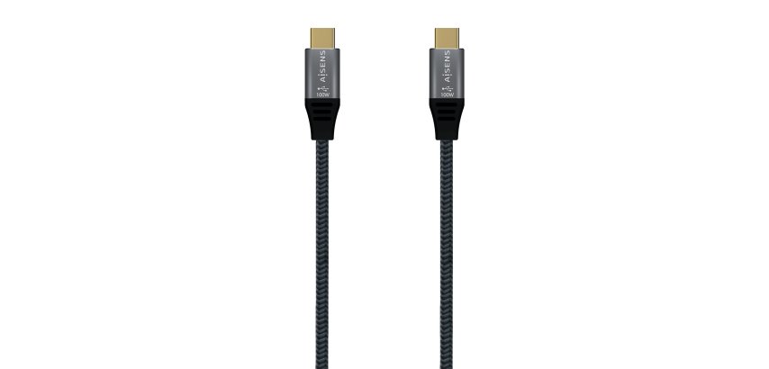 AISENS Cable USB 2.0 Aluminio 5A 100W E-Mark, USB-C/M-USB-C/M, Gris, 2.0M