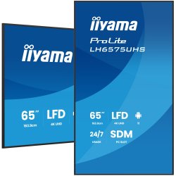 iiyama LH6575UHS-B2AG Écran d'affichage dynamique Écran plat de signalisation numérique 163,8 cm (64.5") LCD Wifi 500 cd/m² 4K Ultra HD Noir Intégré dans le processeur Android 11 24/7