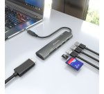 AISENS USB-C Dock 7 en 1, USB-C A, 1x HDMI, 2x USB-A USB2.0, 1x USB-A USB3.0, 1x USB-C PD 100W, 1x SD, 1x MicroSD, Gris, 15cm