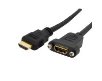 StarTech.com 3ft (91cm) HDMI Female to Male Adapter, 4K High Speed Panel Mount HDMI Cable, 4K 30Hz UHD HDMI, 10.2 Gbps Bandwdith, 4K HDMI Female to HDMI Male, HDMI Panel Mount Connector Cable