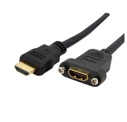 StarTech.com 3ft (91cm) HDMI Female to Male Adapter, 4K High Speed Panel Mount HDMI Cable, 4K 30Hz UHD HDMI, 10.2 Gbps Bandwdith, 4K HDMI Female to HDMI Male, HDMI Panel Mount Connector Cable