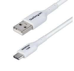 StarTech.com Câble de Charge USB-A vers USB-C de 3m, Charge et Synchronisation, 3A, USB 2.0, Gaine TPE - Cordon de Charge USB Blanc