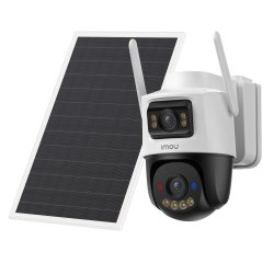 Imou AOV Dual KIT Telecamera da esterno, motorizzata, 4G e Wi-Fi a batteria ricaricabile con doppia ottica, risoluzione 5MP + 5MP, sirena integrata e faretti, deterrenza attiva con luci rosse e blu, rilevamento movimento/umano, visione notturna a colori,
