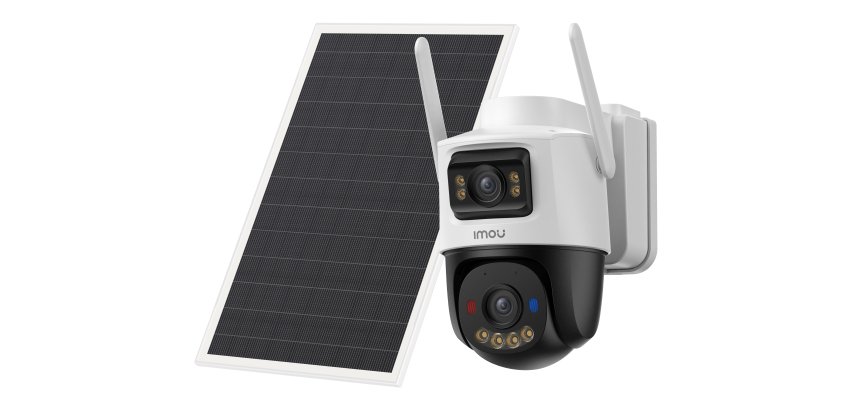 Imou AOV Dual KIT Telecamera da esterno, motorizzata, 4G e Wi-Fi a batteria ricaricabile con doppia ottica, risoluzione 5MP + 5MP, sirena integrata e faretti, deterrenza attiva con luci rosse e blu, rilevamento movimento/umano, visione notturna a colori,