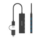 AISENS Hub USB 3.1 USB-C USB-A, USB-C/M+USB-A/M-4xTIPO A/H, Negro, 15cm