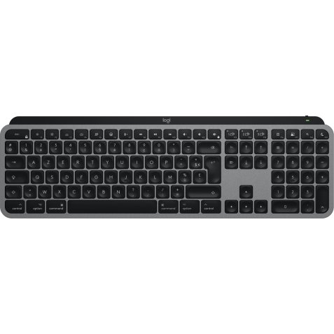 Logitech MX Keys S for Mac clavier Bureau RF sans fil + Bluetooth AZERTY Français Aluminium, Noir