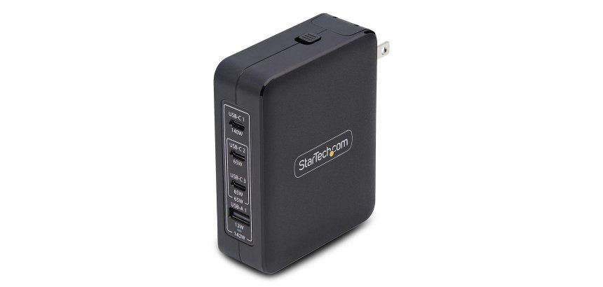 StarTech.com Chargeur Mural USB-C 140W, 3x USB-C/1x USB-A, Adaptateur d'Alimentation Power Delivery 3.1 International GaN pour MacBook/Dell XPS/Inspiron