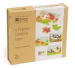 Puzzle en bois sans cadre panoramic ferme 4 puzzles     individuels emboitables de 12 pieces chacun