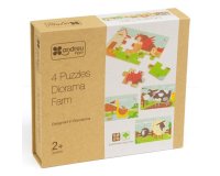 Puzzle en bois sans cadre panoramic ferme 4 puzzles     individuels emboitables de 12 pieces chacun
