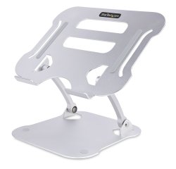 StarTech.com Laptop Stand for Desk, Ergonomic Laptop Stand Adjustable Height, Aluminum, Portable, Supports up to 22lb (10kg), Foldable Laptop Holder for Desk - Angled Notebook Computer Riser/Lift