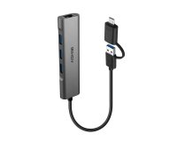 Lindy 43379 hub de interfaz USB 3.2 Gen 1 (3.1 Gen 1) Type-A + Type-C 5000 Mbit/s Gris