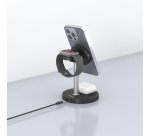 AISENS Cargador Inalambrico USB-C 4 en 1 De 15W Para Movil, Apple Watch, Auriculares Con Estuche De Carga, Negro