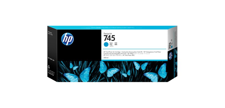 HP Cartouche d'encre DesignJet 745 cyan, 300 ml