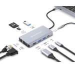 Conceptronic DONN20G 10-in-1 USB 3.2 Gen 1 Docking Station, HDMI, VGA, USB-A 3.0 x 3, SD, TF/MicroSD, Audio, GbE LAN, 100W USB PD