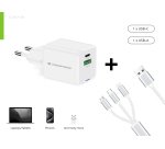 Conceptronic 2-Port 33W GaN USB PD Charger with 3-in-1 Charging Cable, USB-C x 1, USB-A x 1, QC 3.0, PPS