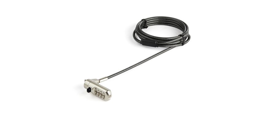 StarTech.com 6.6ft (2m) Laptop Cable Lock - Nano Slot Compatible 4 Digit Combination Security Cable Lock - Anti-Theft Vinyl Coated Steel Cable Lock for Nano Slot Computer/Device - TAA