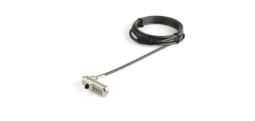 StarTech.com 6.6ft (2m) Laptop Cable Lock - Nano Slot Compatible 4 Digit Combination Security Cable Lock - Anti-Theft Vinyl Coated Steel Cable Lock for Nano Slot Computer/Device - TAA