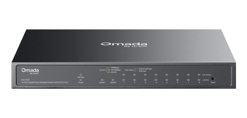 TP-Link Omada ES210GP commutateur réseau Géré L2 Gigabit Ethernet (10/100/1000) Connexion Ethernet, supportant l'alimentation via ce port (PoE) DIN rail Noir