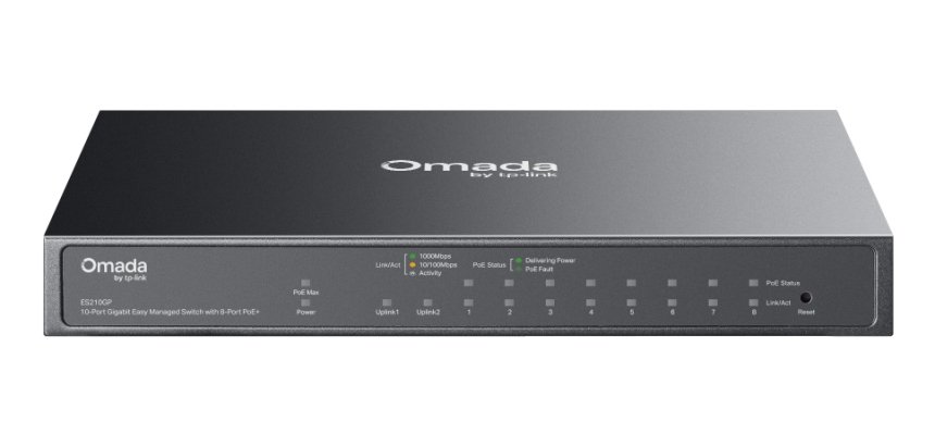 TP-Link Omada ES210GP commutateur réseau Géré L2 Gigabit Ethernet (10/100/1000) Connexion Ethernet, supportant l'alimentation via ce port (PoE) DIN rail Noir